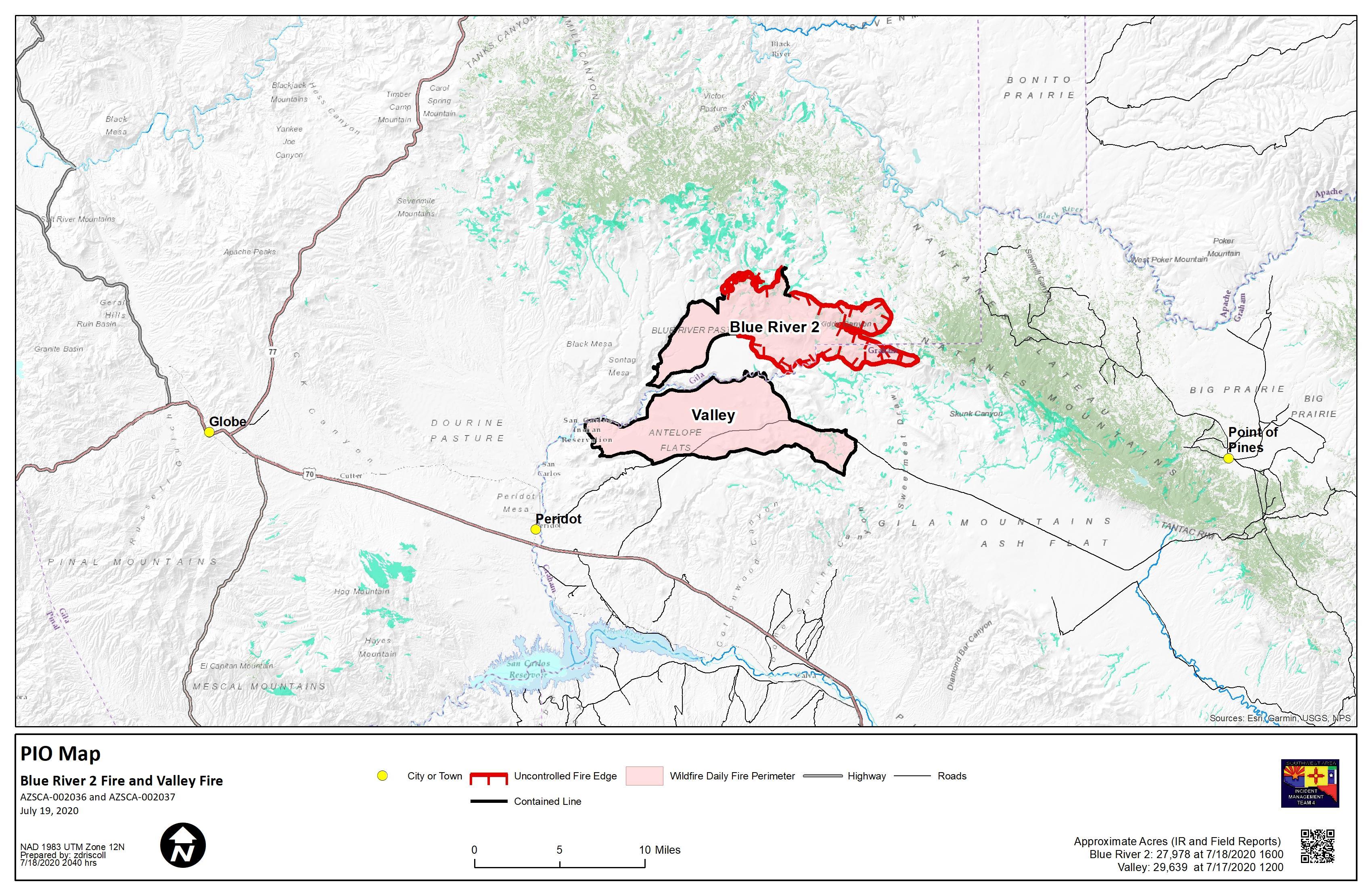 Blue River 2 and Valley Fire Map 71920.jpeg Arizona Emergency